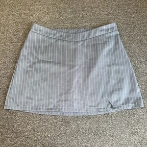 Princess Polly A Line Mini Skirt Womens M Gray White Striped Stretch Side Zip